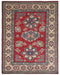 5x7 Red Kuba Afghan Hand Knotted Wool Area Rug